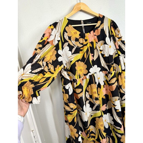 Who What Wear Retro Floral Babydoll Dress Plus Size 1X 3/4 Puff Sleeve Spring - Picture 3 of 11